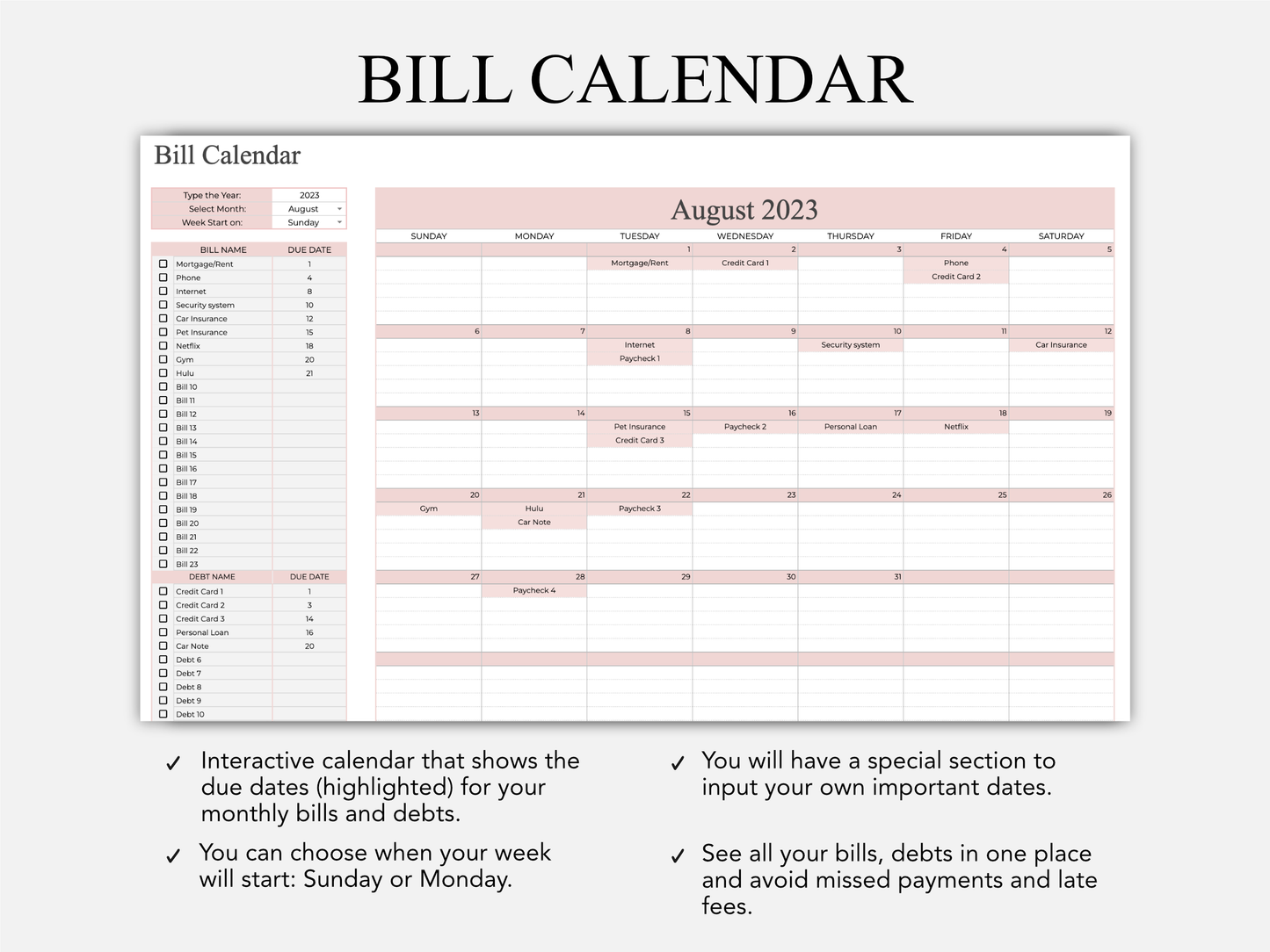 Ultimate Annual Budget Template - Organize and Track All Your Finances with this Easy to use Spreadsheet Finance Tracker