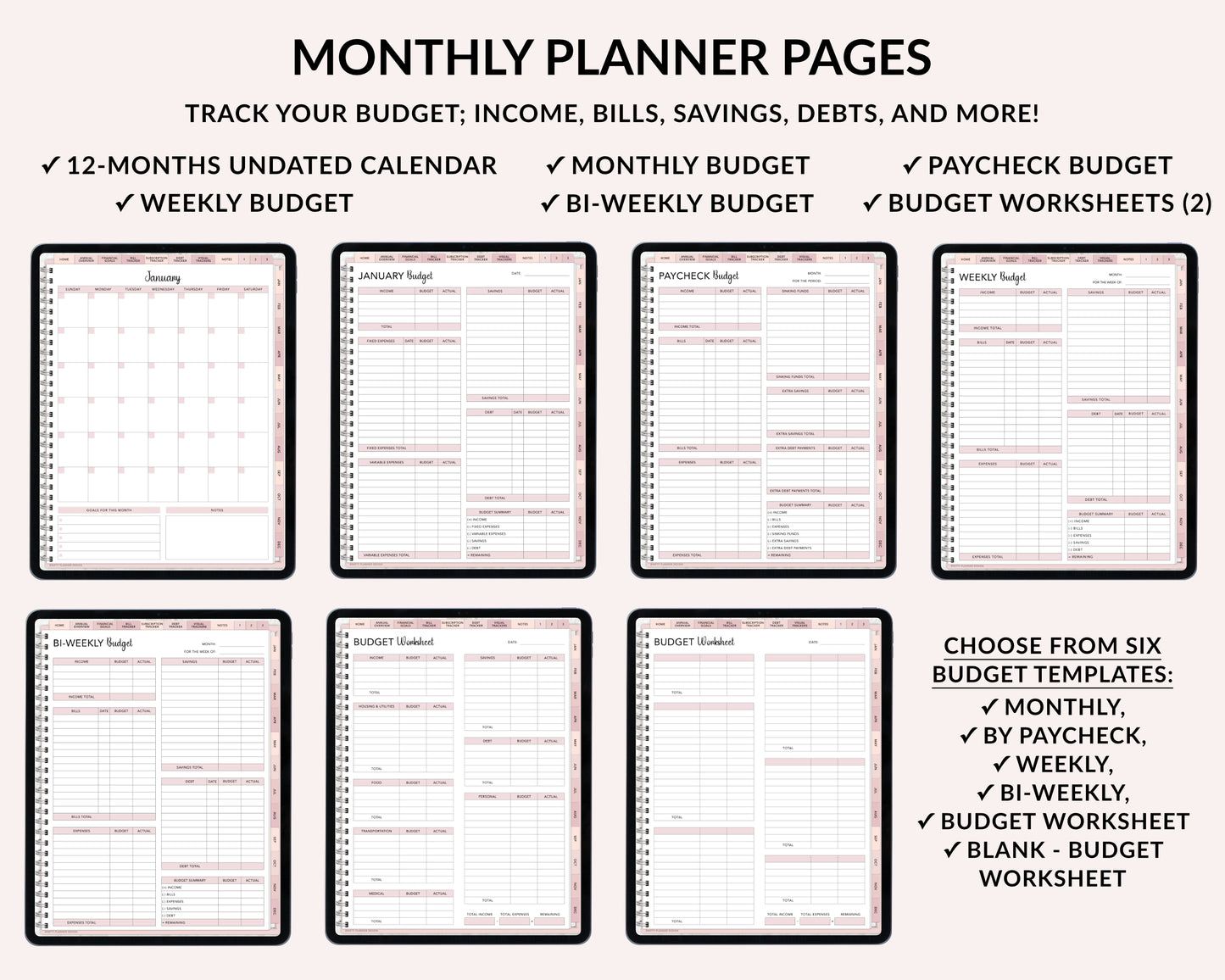 Digital Budget Planner for iPad and Tablets