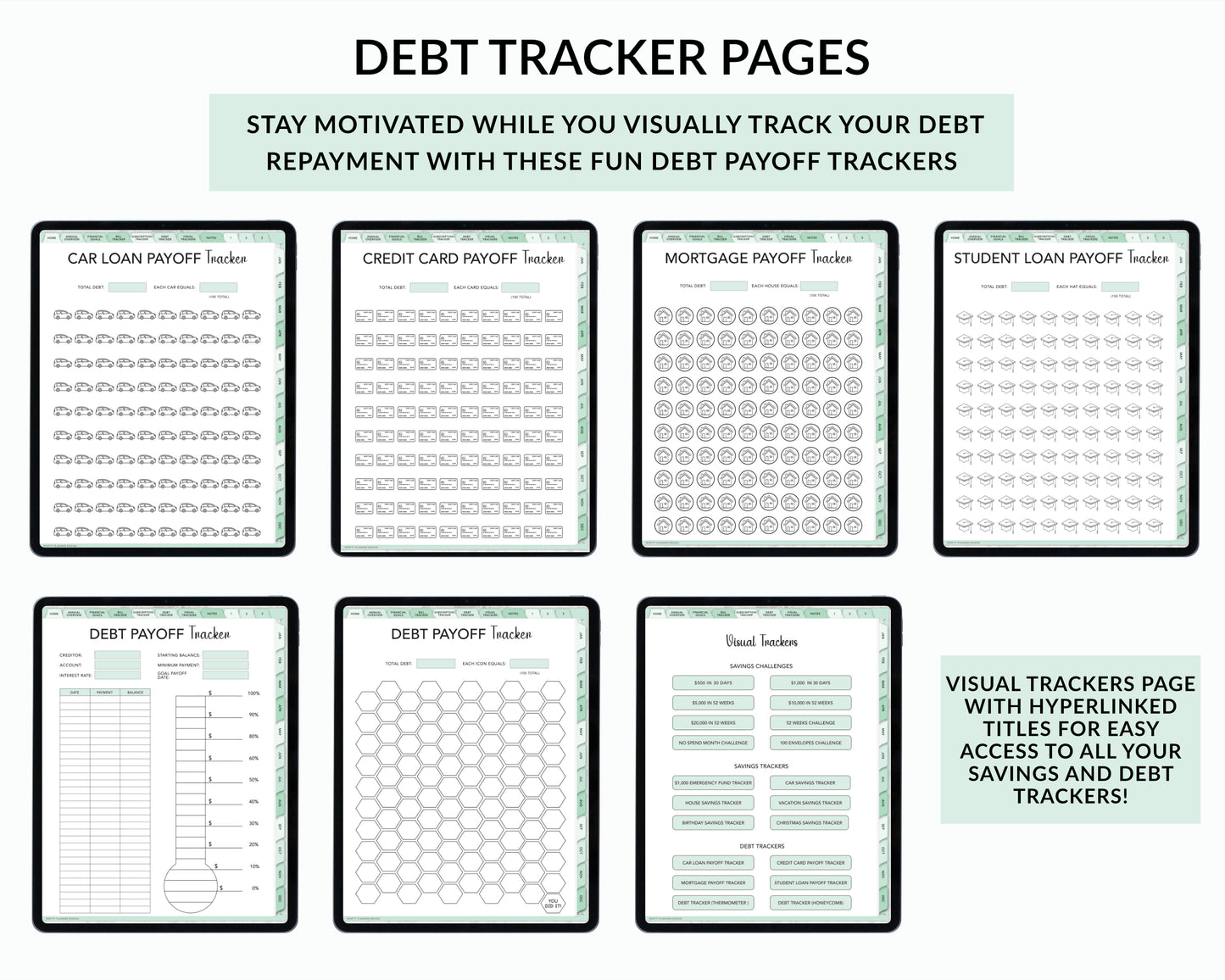 Digital Budget Planner for iPad and Tablets - Mint-Green