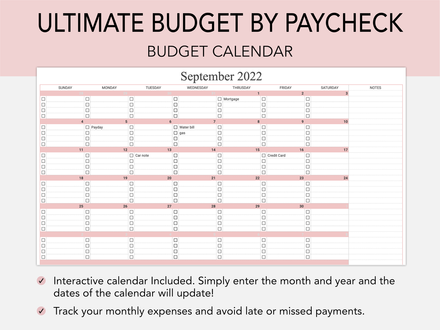 Ultimate Budget By Paycheck - Financial Tracker for Bi-weekly or Weekly Budget