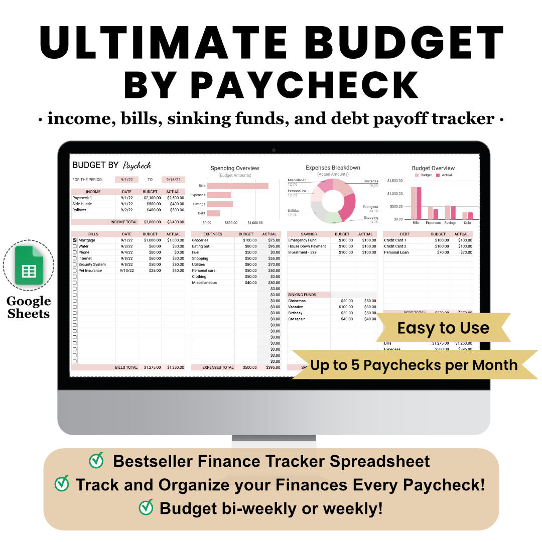 Ultimate Budget By Paycheck - Financial Tracker for Bi-weekly or Weekly Budget