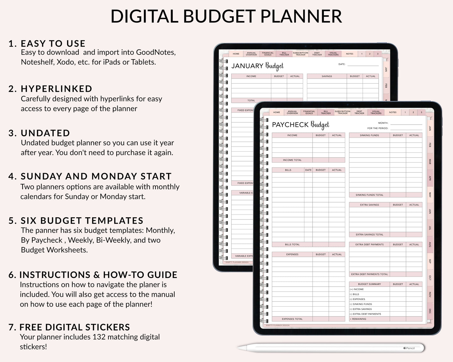 Digital Budget Planner for iPad and Tablets
