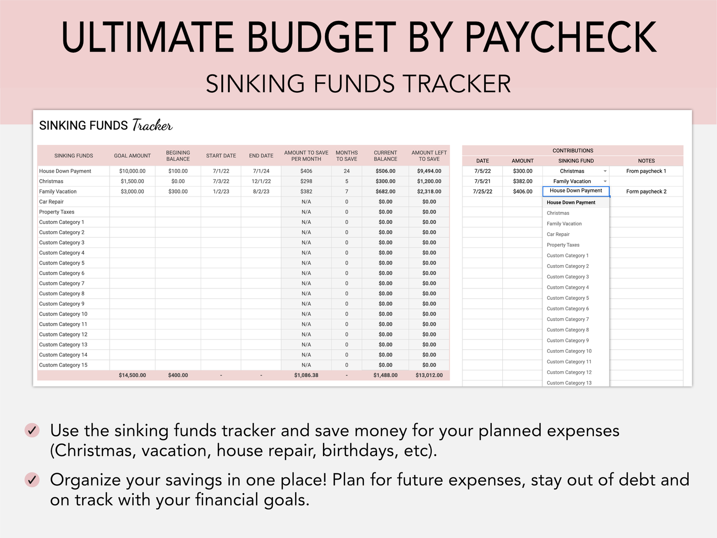 Ultimate Budget By Paycheck - Financial Tracker for Bi-weekly or Weekly Budget