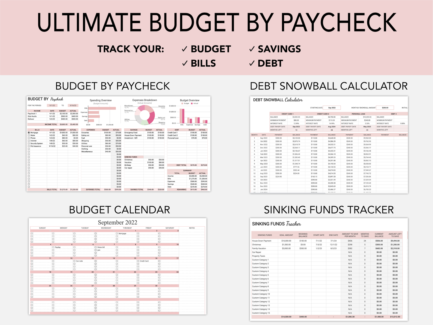 Ultimate Budget By Paycheck - Financial Tracker for Bi-weekly or Weekly Budget